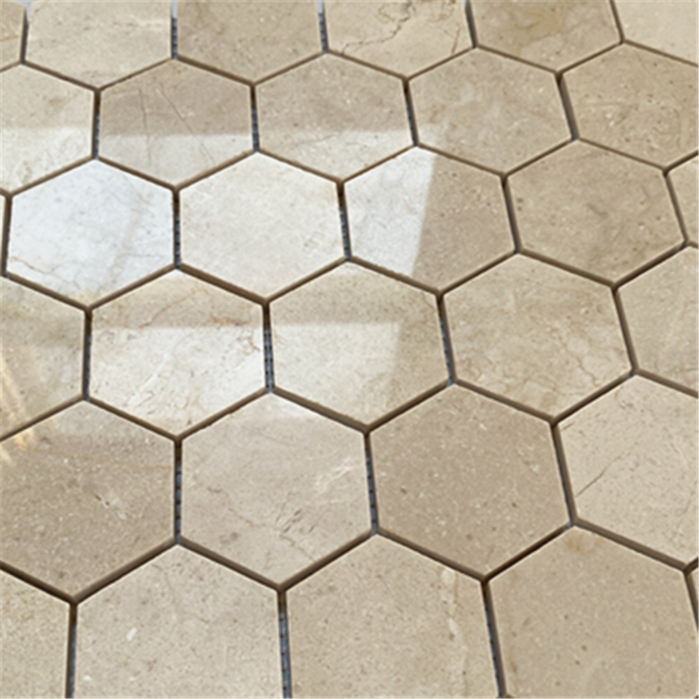 M32XP Crema Marfil Marble 2 inch Hexagon Mosaic Tile Polished