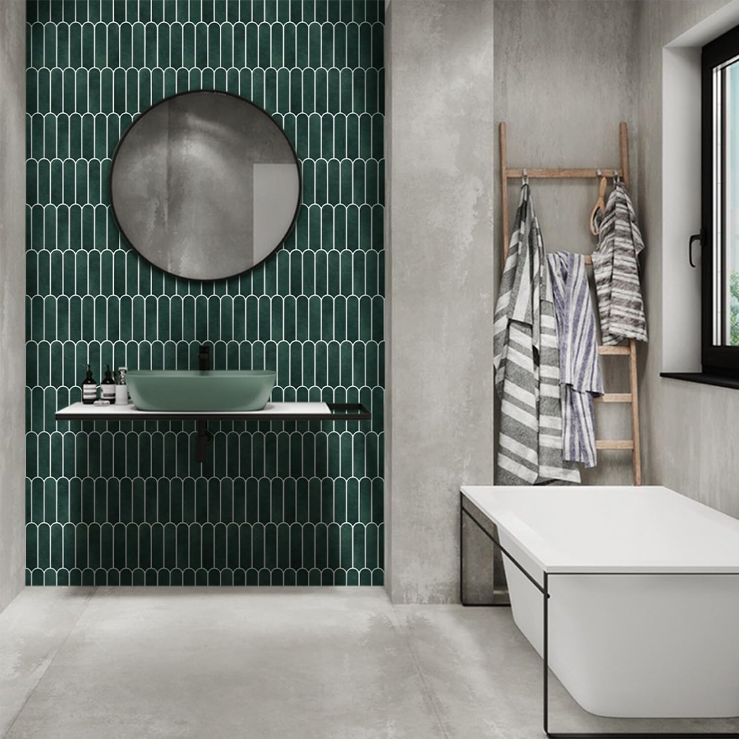 Commomy Decor Faux Tile Matte Peel Backsplash Forest Green 10 Sheets 11.8″x11.8″