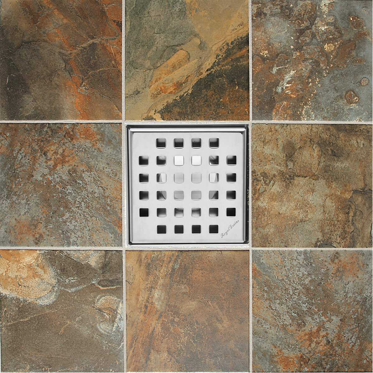 SereneDrains Square Shower Drain complete ABS kit Stainless Steel Square Design
