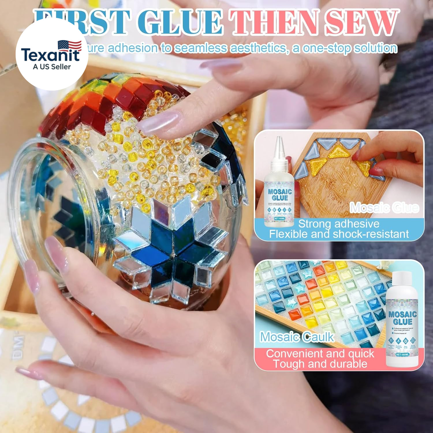 Mosaic Kit, Mosaic Grout, Glue and Seam Sealant Agent Waterproof Strong Adhesive