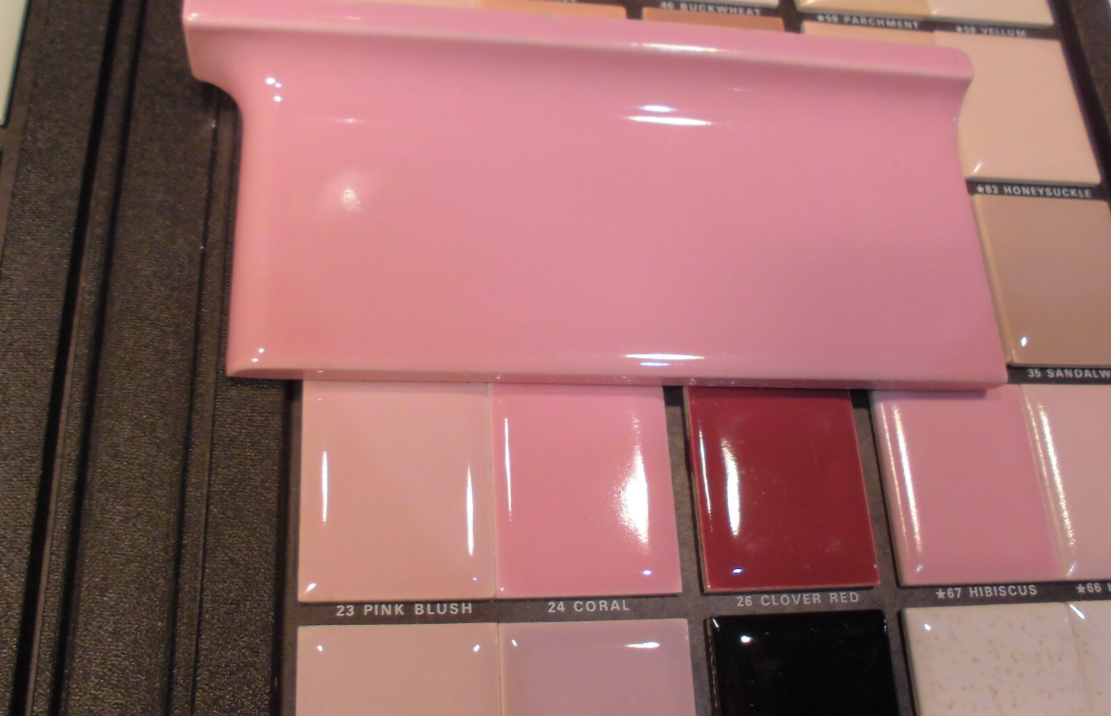 2 pcs. *Pink Coral* Finish Corner Flat Top cove/base Ceramic Tile 3″ X 6″ A.O.