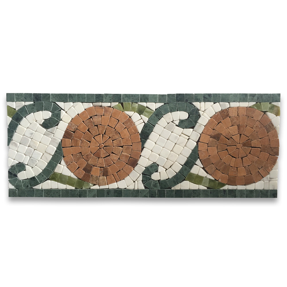 B0045PT Marble Mosaic Border Listello Accent Tile Orange Yellow Wooden 4.7×12