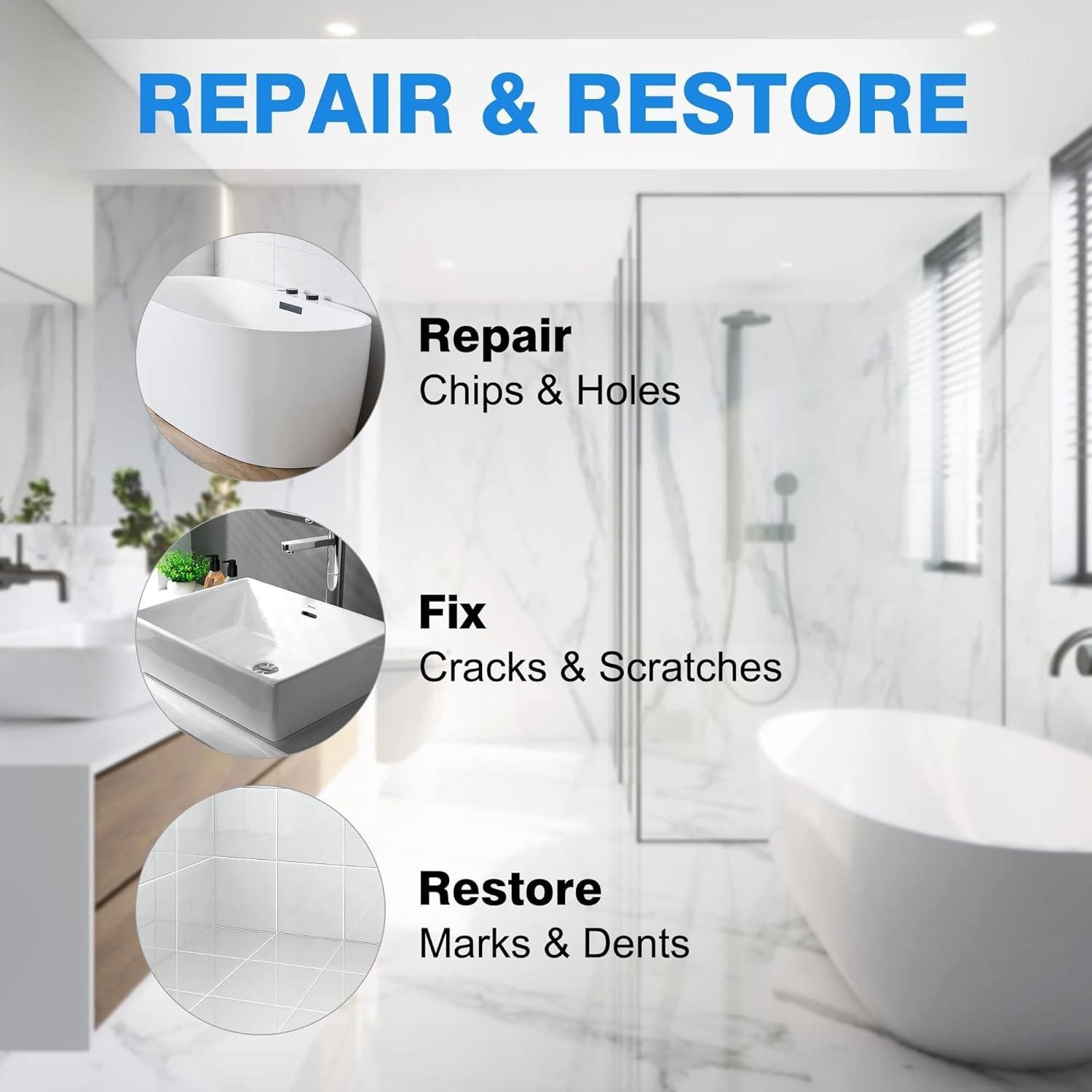 Tile Repair Kit & Granite Quartz Countertop Chip Repair Kit Color Match Marble
