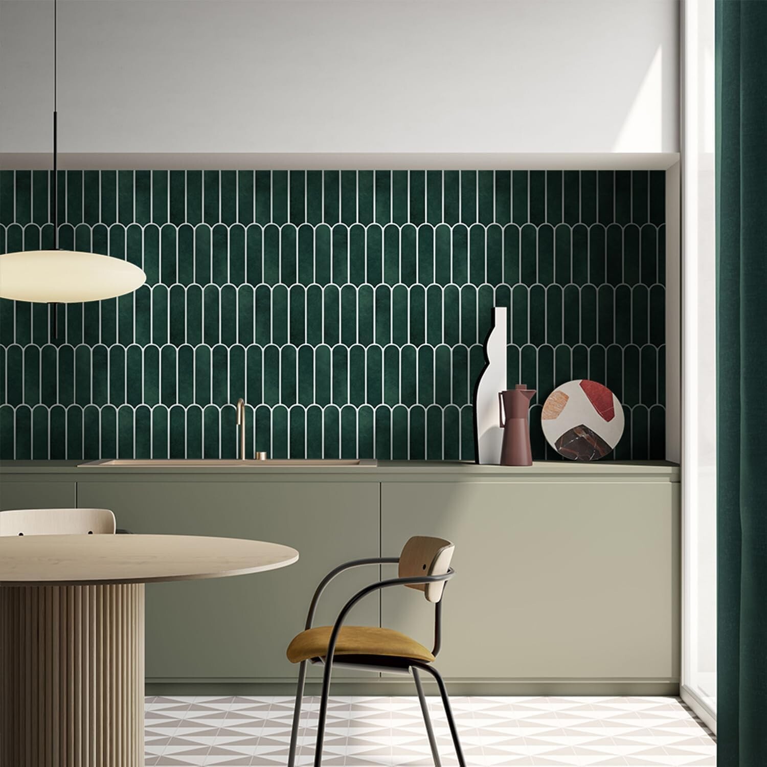 Commomy Decor Faux Tile Matte Peel Backsplash Forest Green 10 Sheets 11.8″x11.8″
