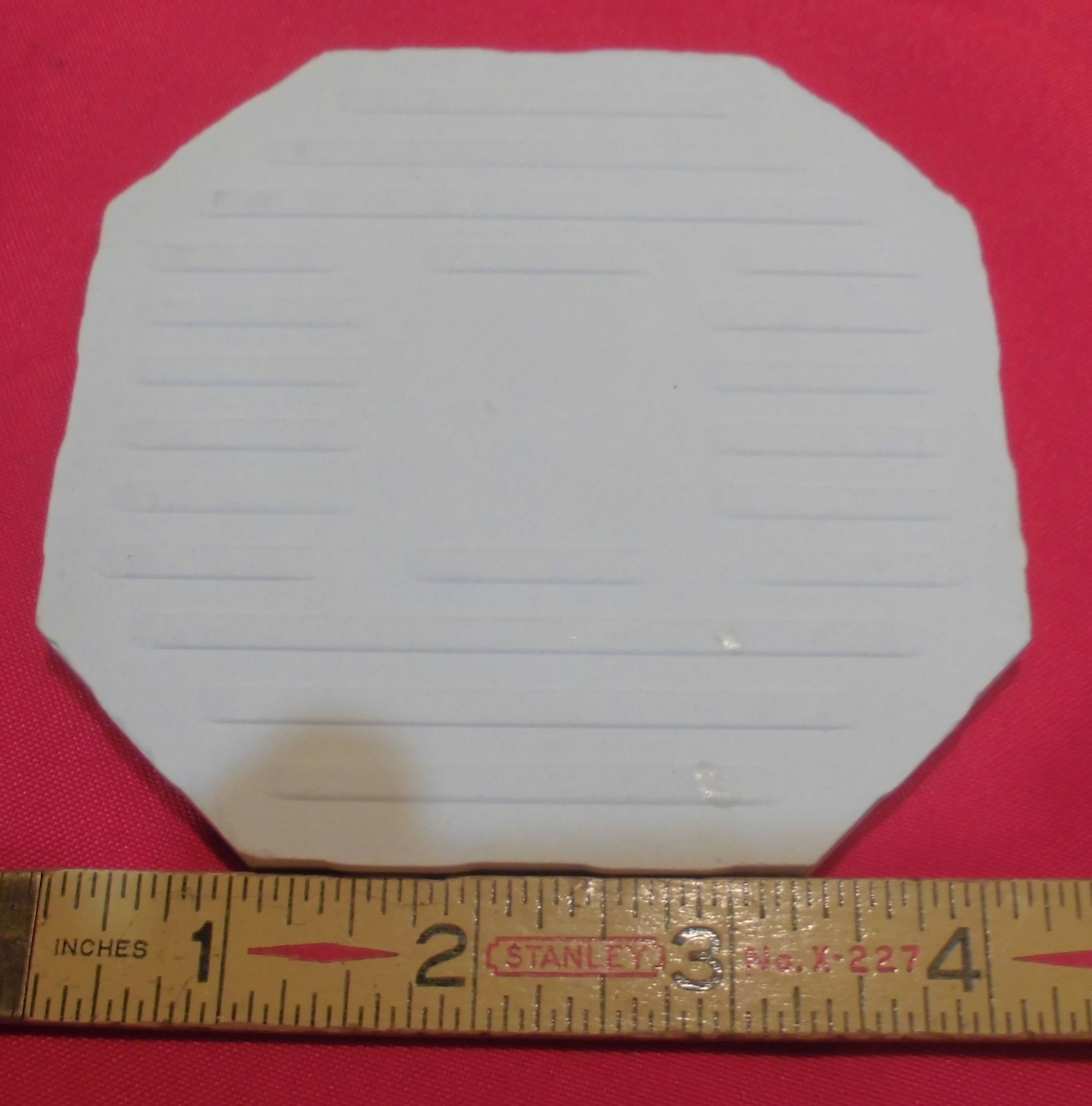 1 pc. *Bone* Octagon Ceramic Tile 4-1/4″ Crystal Glazed by Monarch Co. NOS