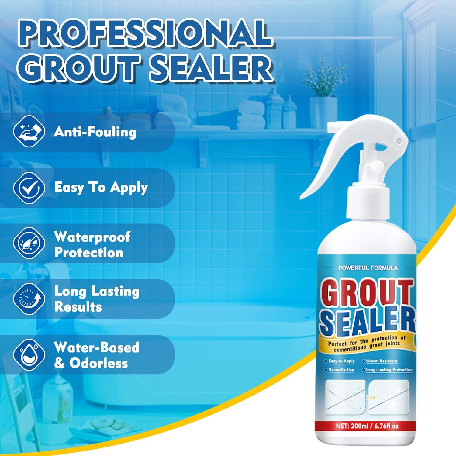 Grout Sealer, Waterproof Grout Sealer for Shower Tile, Clear Grout and Tile Seal