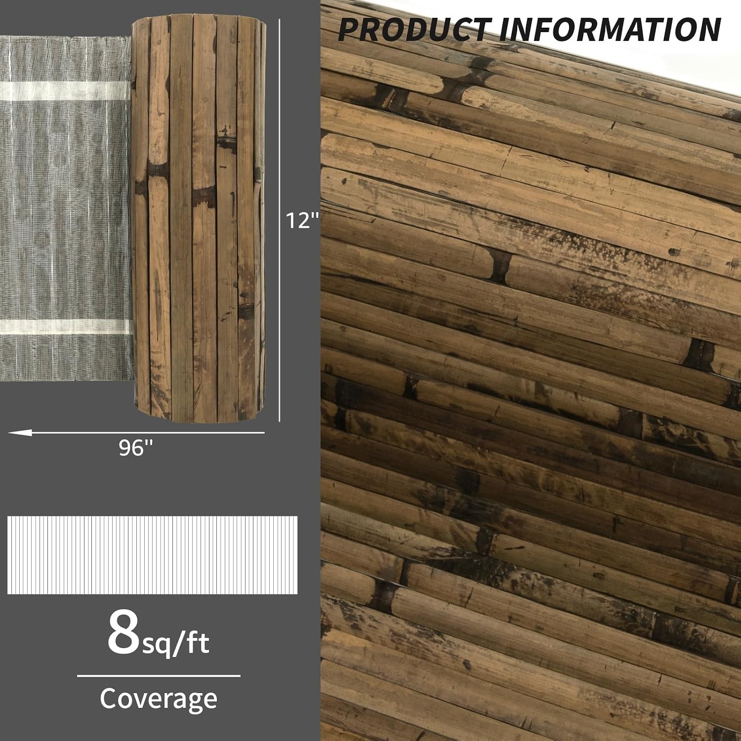 Natural Bamboo Wall Panel for Interior Wall Decor, Renewable Pole Wrap Wainsc…