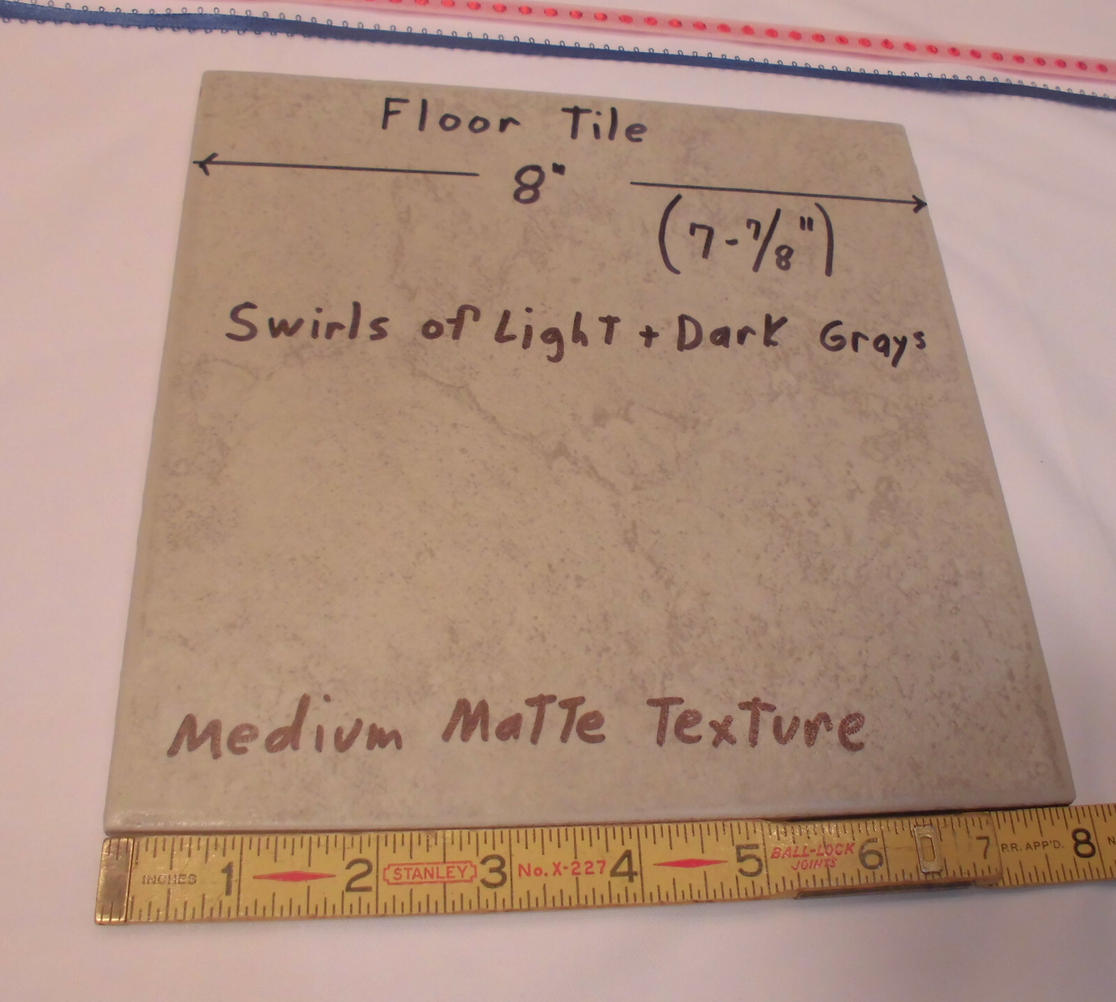 1 pc. Porcelain/Ceramic 8″ Floor Tile; Light & Dark Grays; Medium Textured NEW