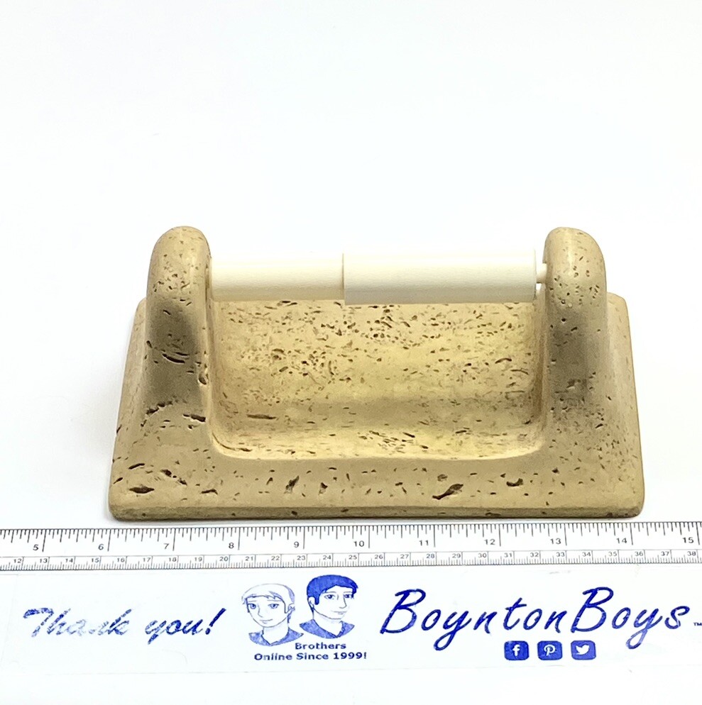 Travertine Stone Textured Toilet Paper Holder Bone Tan Brown