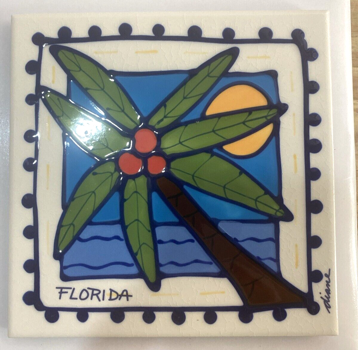 Diane Artware Wall Tile Trivet Palm Tree Florida FL 6″ x 6″ NEW – QUANTITY