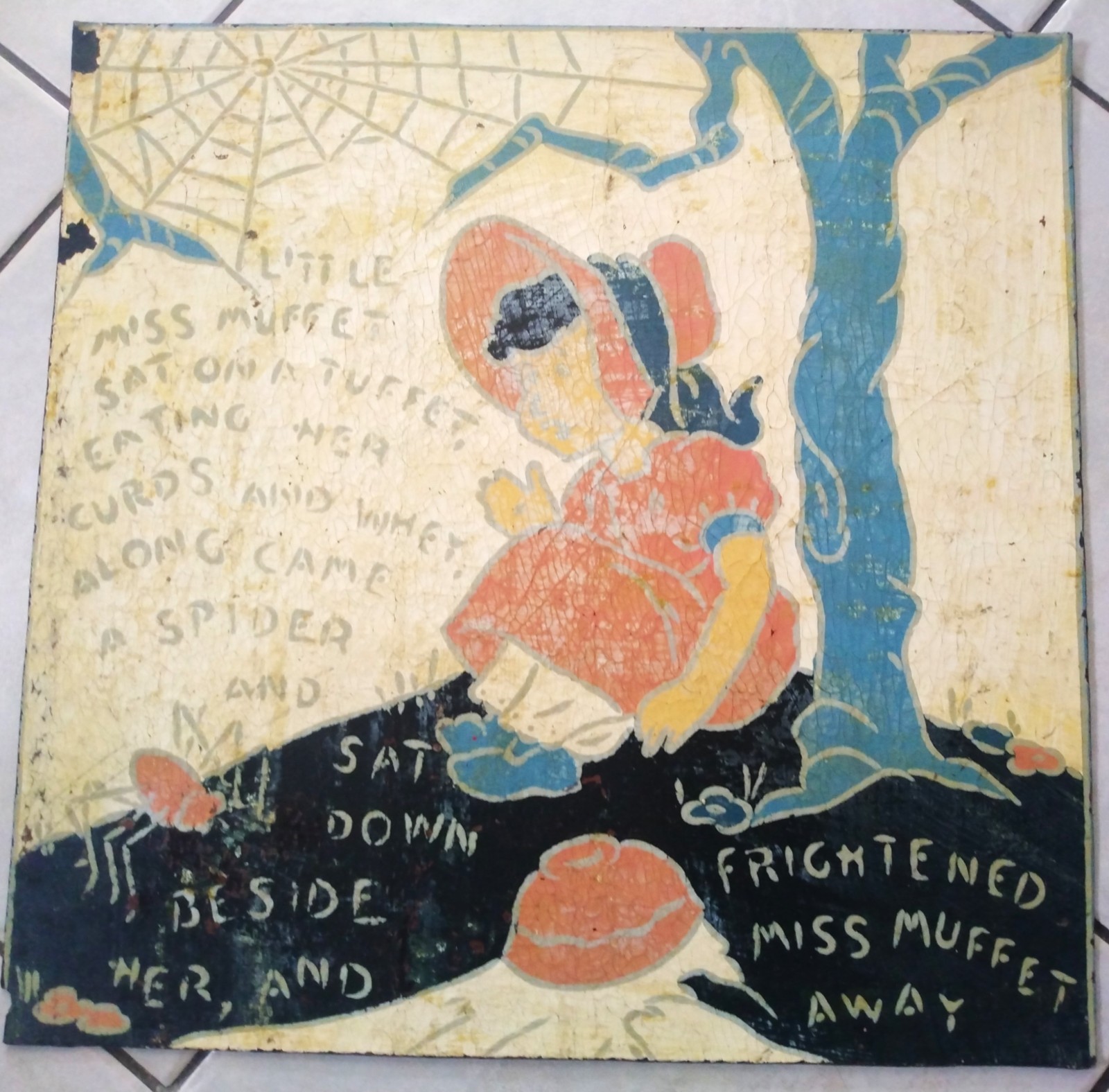 1930s Armstrong Linoleum Nursery Rhyme Floor Tiles (Choice of 5 Tiles Available)