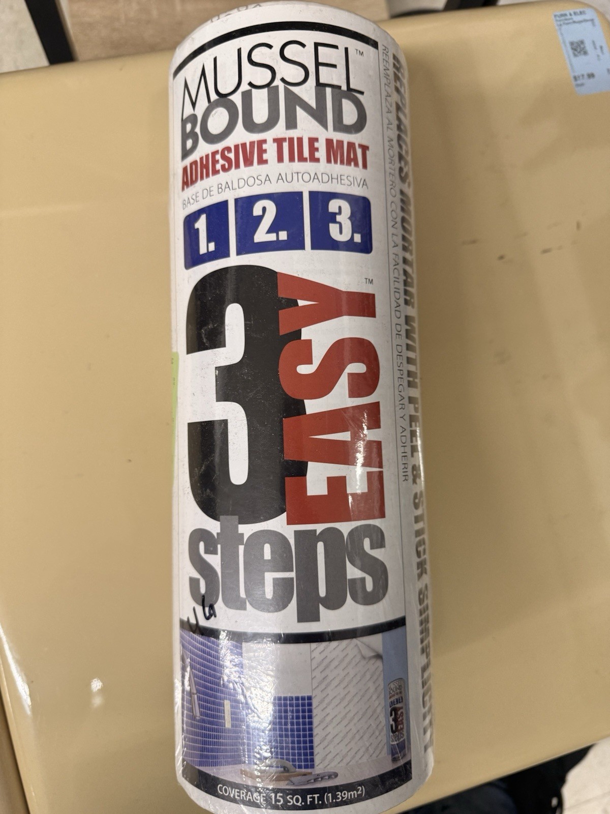 NEW!! MusselBound 15-sq ft White Plastic Tile Membrane Peel-Set-Grout No Mortar.