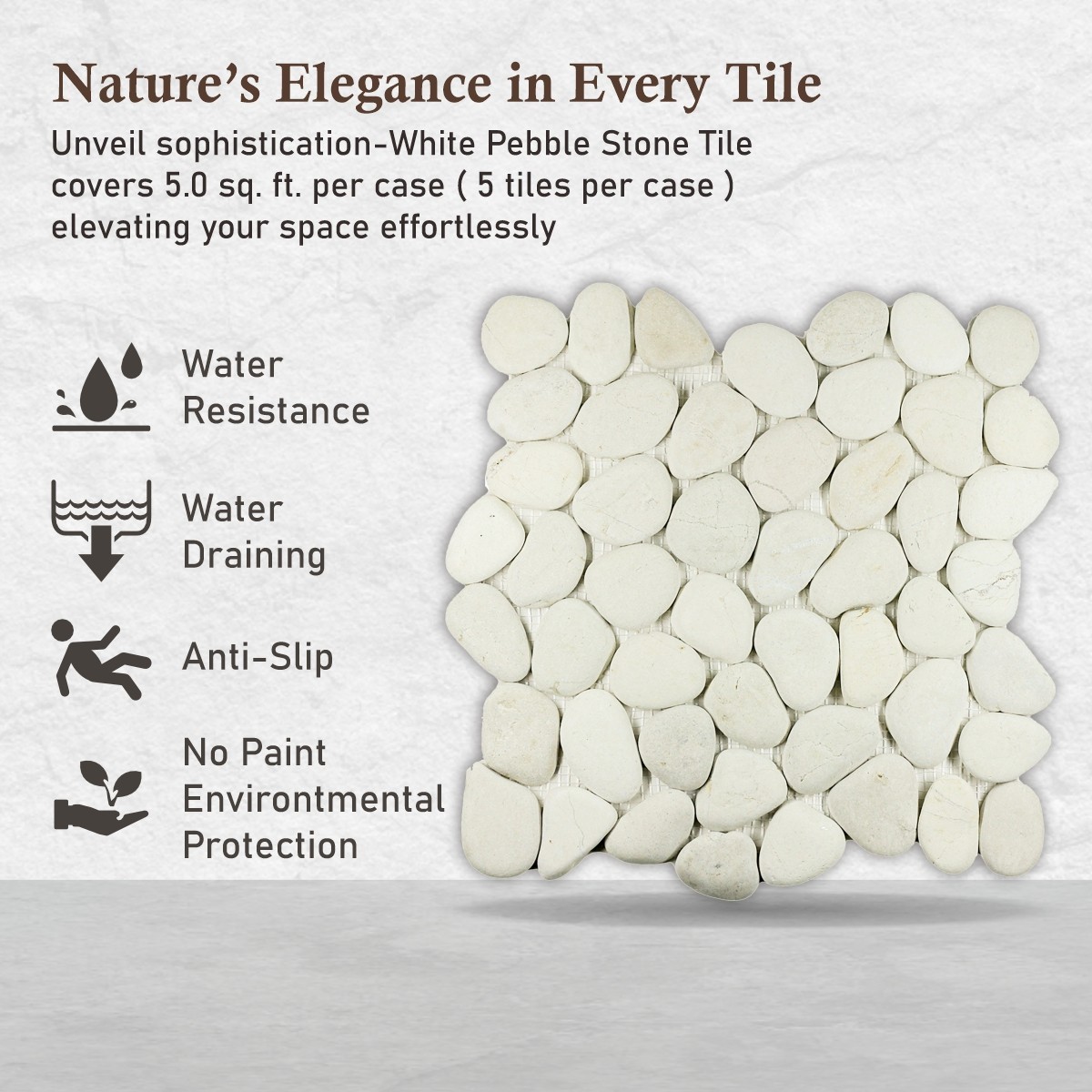 White Pebble Natural Stone Mosaic Wall & Floor Tile ($11.50/SqFt)