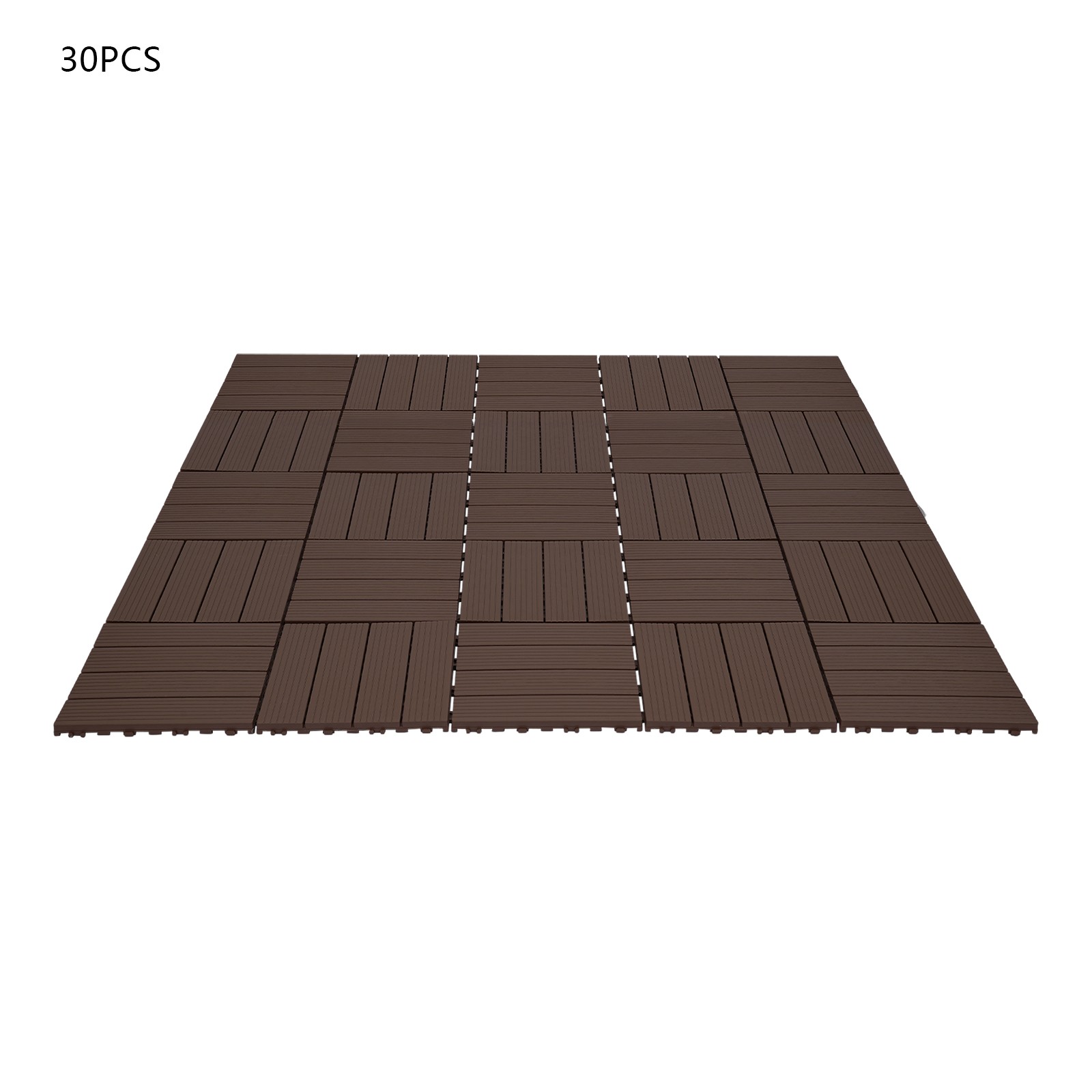 30pcs Deck Patio Tile Interlocking Plastic Flooring Pavers 11.81*11.81*0.79in