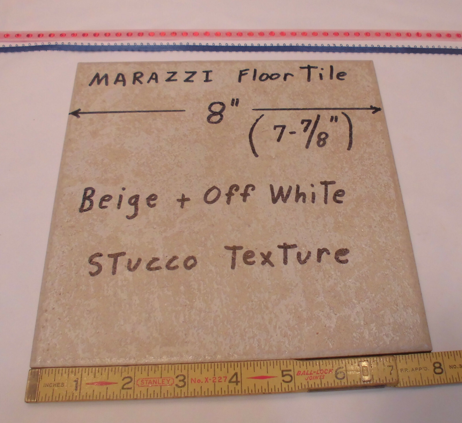 1 pc. *Off-White – Beige* 8″ Ceramic / Porcelain Floor Tile; Stucco Textured NEW