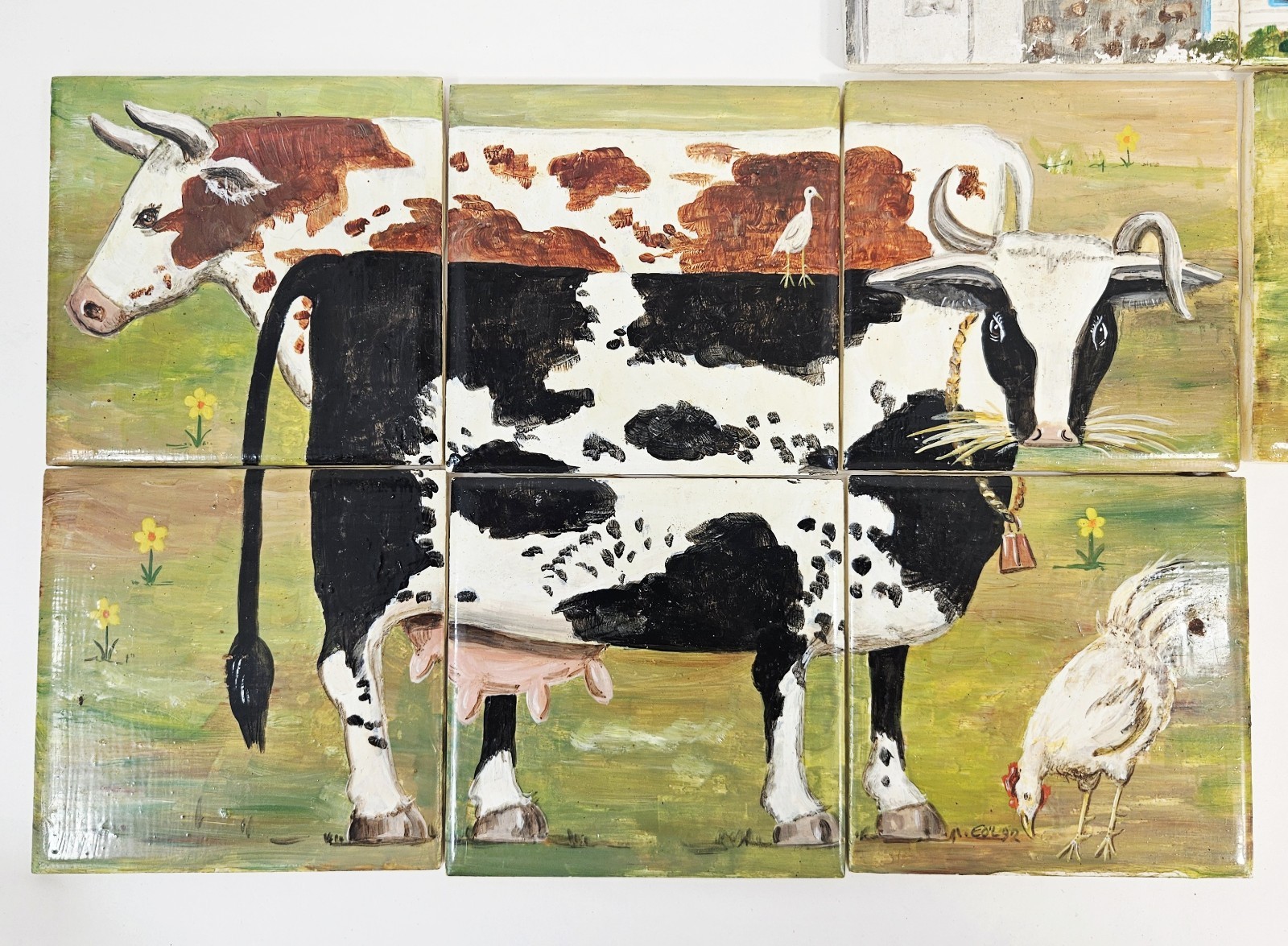 11 Pc Art Cow Farmhouse Countryside Farm Mural Ceramic Backsplash Tile Vintage