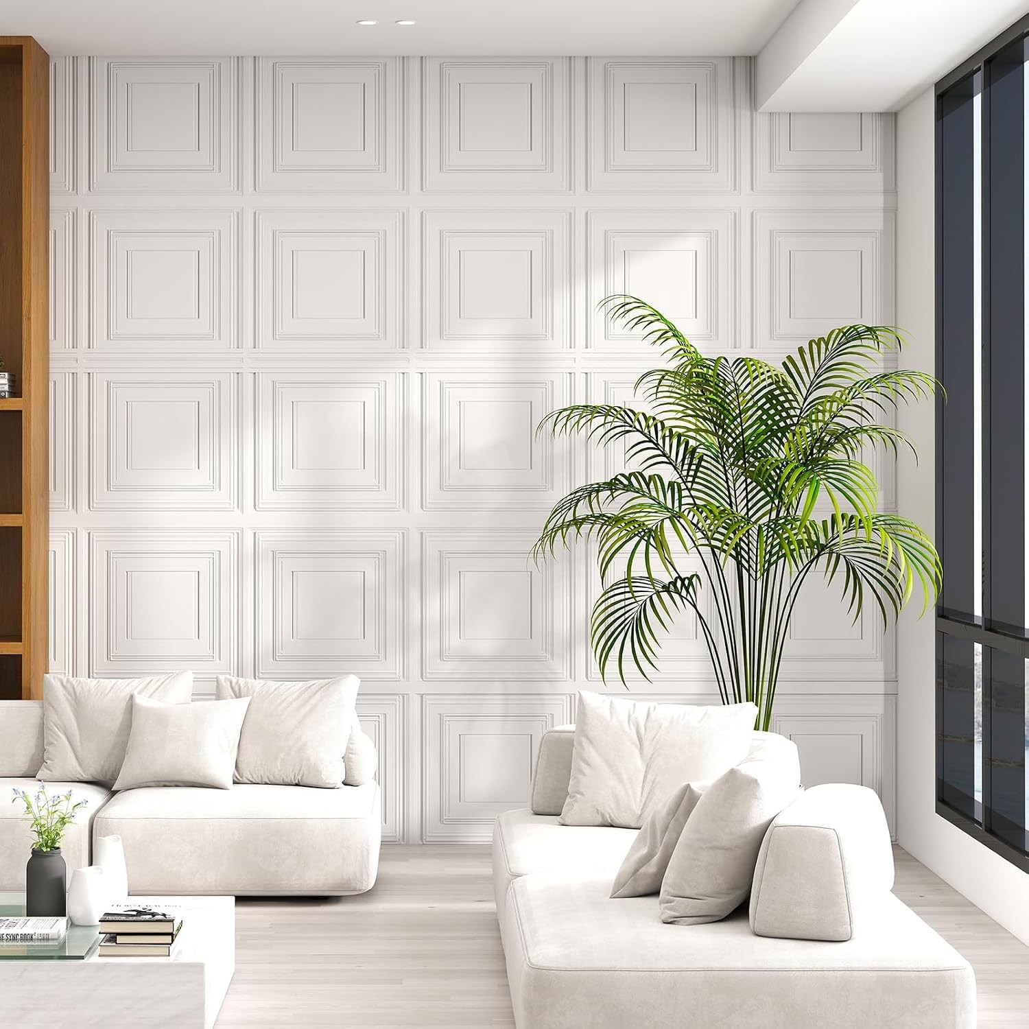12Pcs Ceiling Tiles 24×24 in PVC Easy Installation White Geometric Ceiling Panel