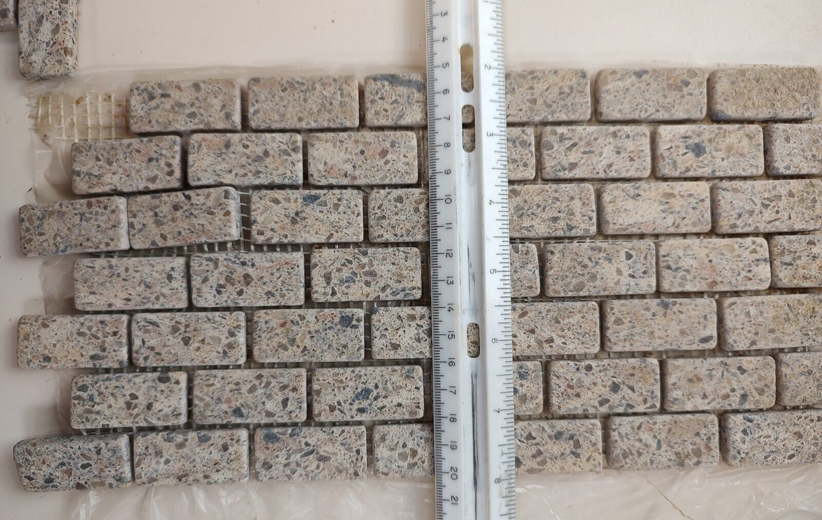2 Silestone quartz mosaic tile sheets 6″ x 13″