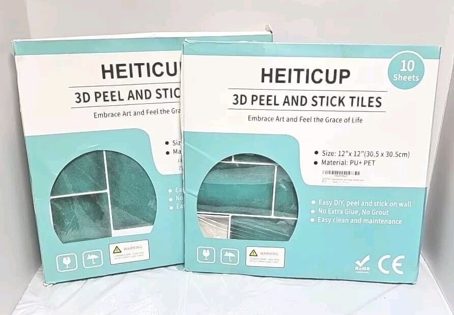 Lot Of 2 HEITICUP 10-Sheet Peel Stick Tiles Backsplash 12″x12″ 3D Subway Green