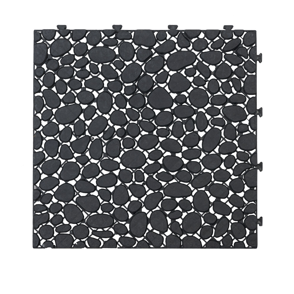 60Pcs 12 x 12 Inch Black Interlocking Deck Tiles Plastic Anti-slip Bathroom