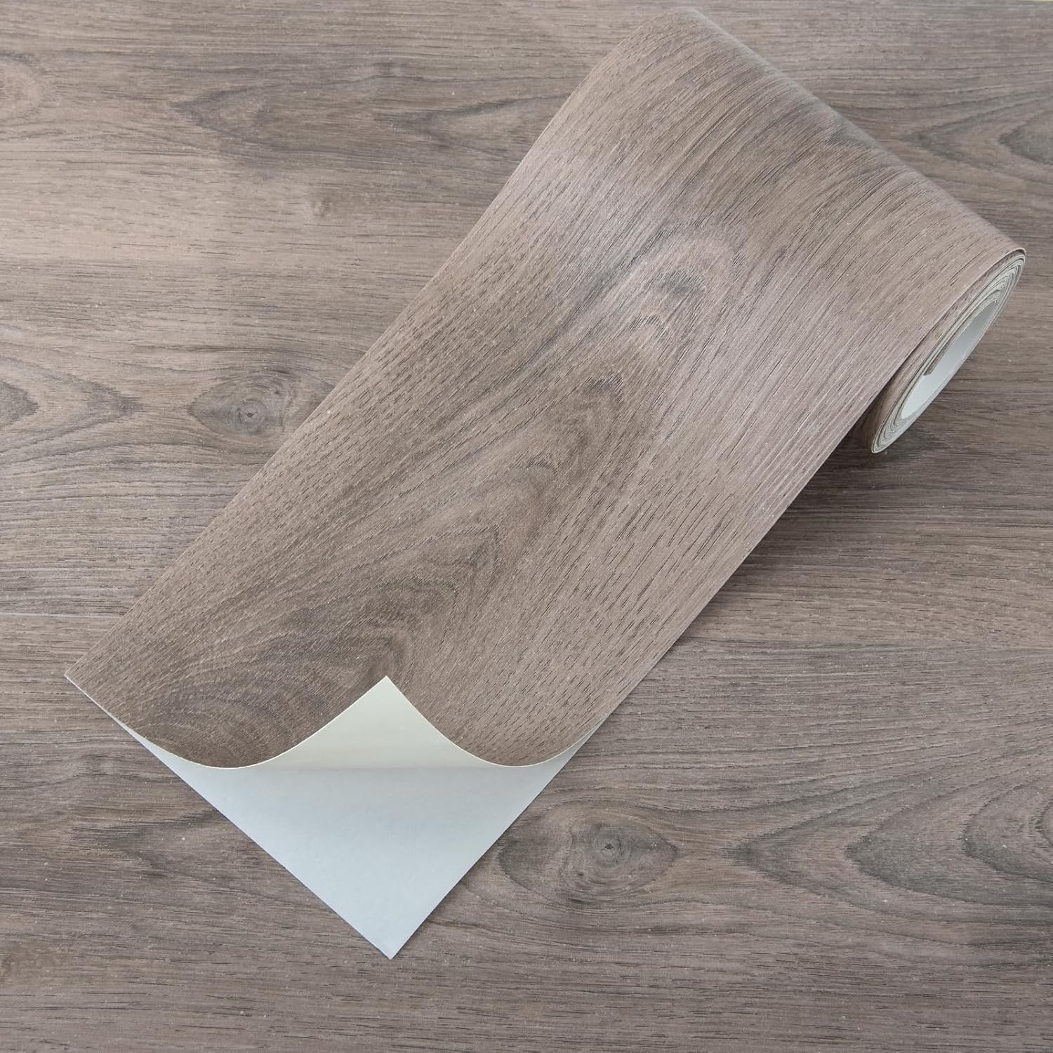 15 Sq ft Peel and Stick Wood Vinyl Floor Tiles 10-Pack Waterproof Teak Finish