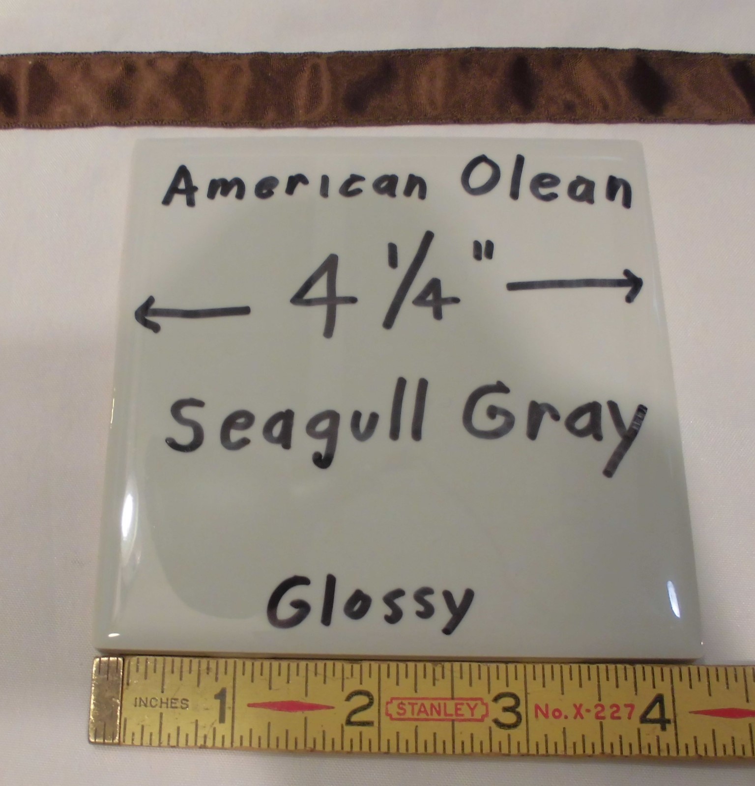9 pcs. Ceramic Tiles…Glossy *Seagull Gray* #43 by American Olean…4-1/4″ New