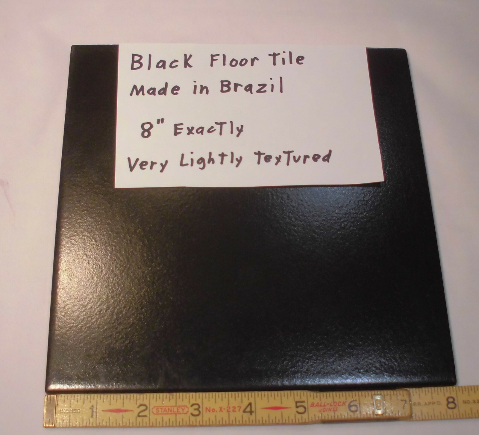 1 pc. *Rich Black* Ceramic / Porcelain Floor Tile 8″ X 8″ Lightly-Textured NEW