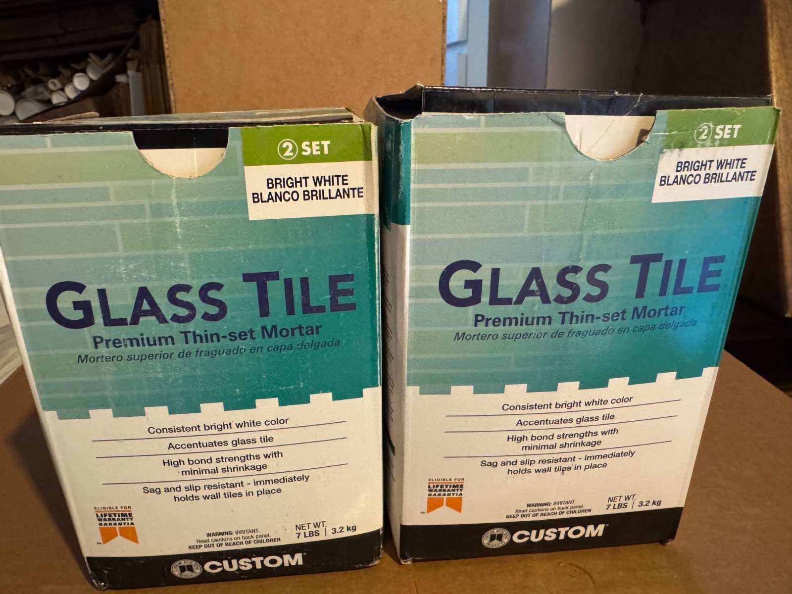 x2 Custom Building Products Glass Tile 7 lb. Bright White Premium Thinset Mortar