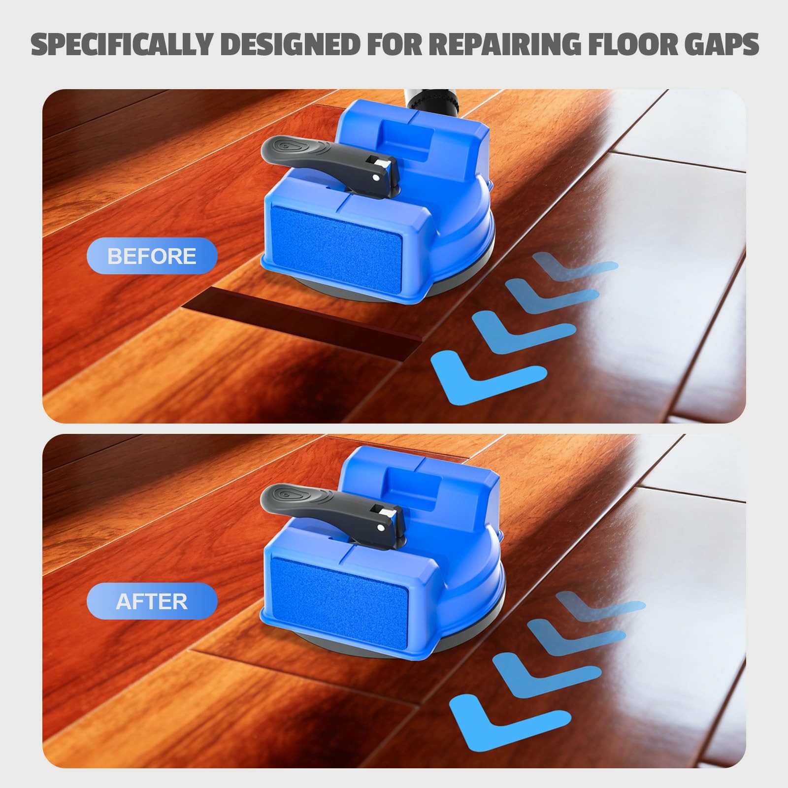 2PCS Floor Gap Fixer Tool, 2026 New DualSide Striking Vacuum Suction Plank Ga…