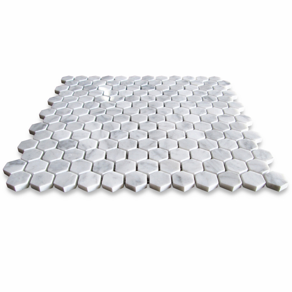 C31XP Carrera Marble 1″ Hexagon Tile Bianco Carrara Venato Mosaic Polished