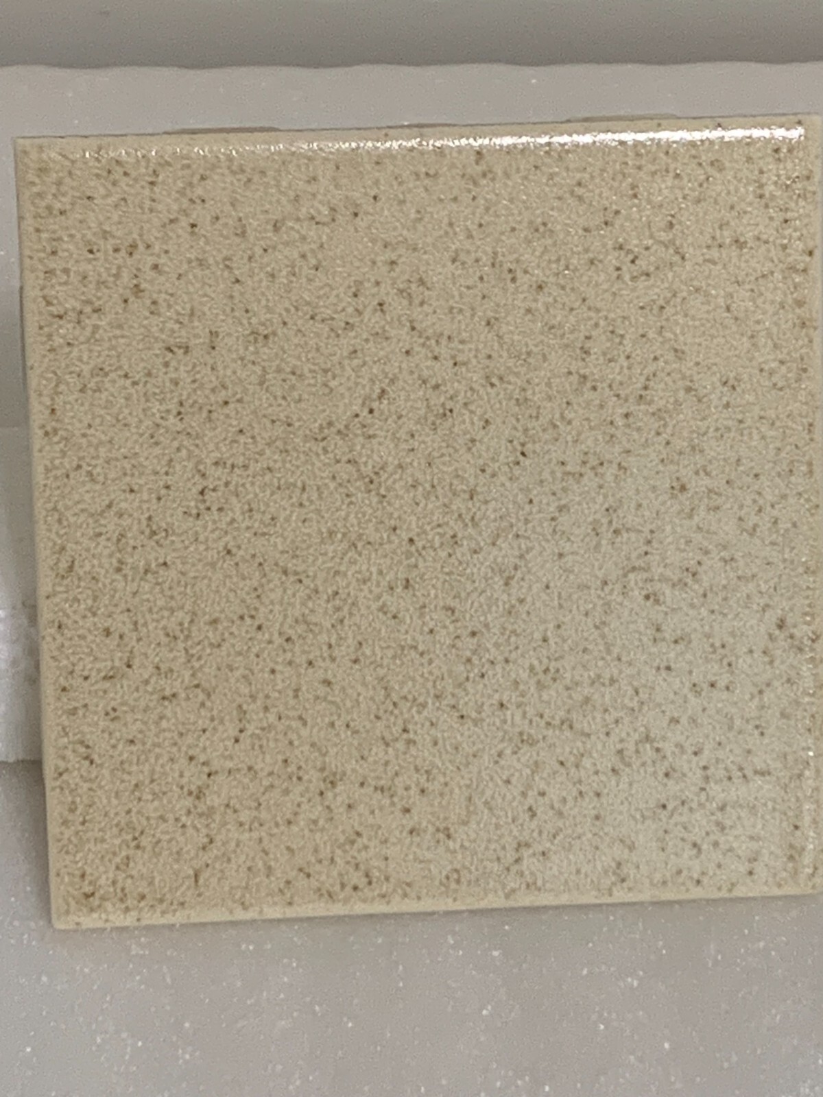 Vintage New Mosaic Ceramic Beige / Brown Speckled 4 3/8″ x 4 3/8″ Crystalline