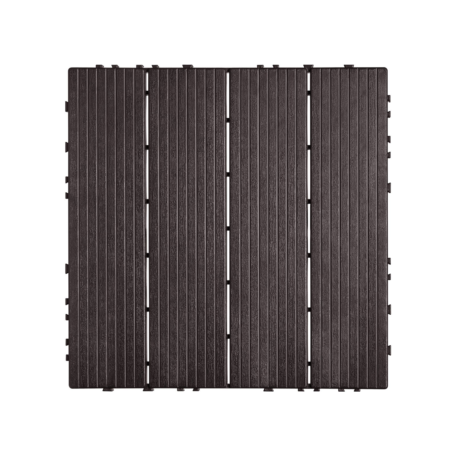 Interlocking Deck Tiles 10 Pack 12″x12″ Waterproof 10sq.ft Patio Dark Brown