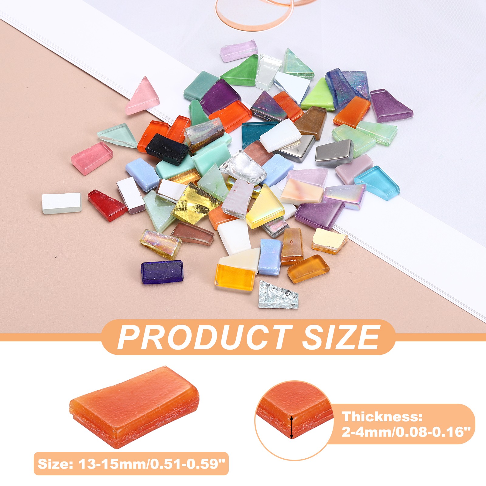 Irregular Glass Mosaic Tiles, 100g/0.2LB Stained Glass Sheets, Mixed Colors