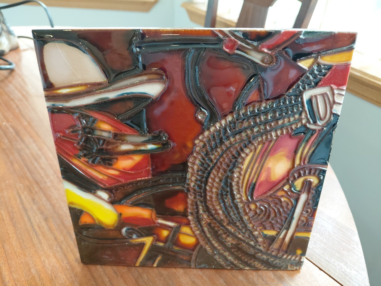 Continental Art Center BD-2142 8″x 8″ – “Cowboys Guns & Rope” Ceramic Art Tile