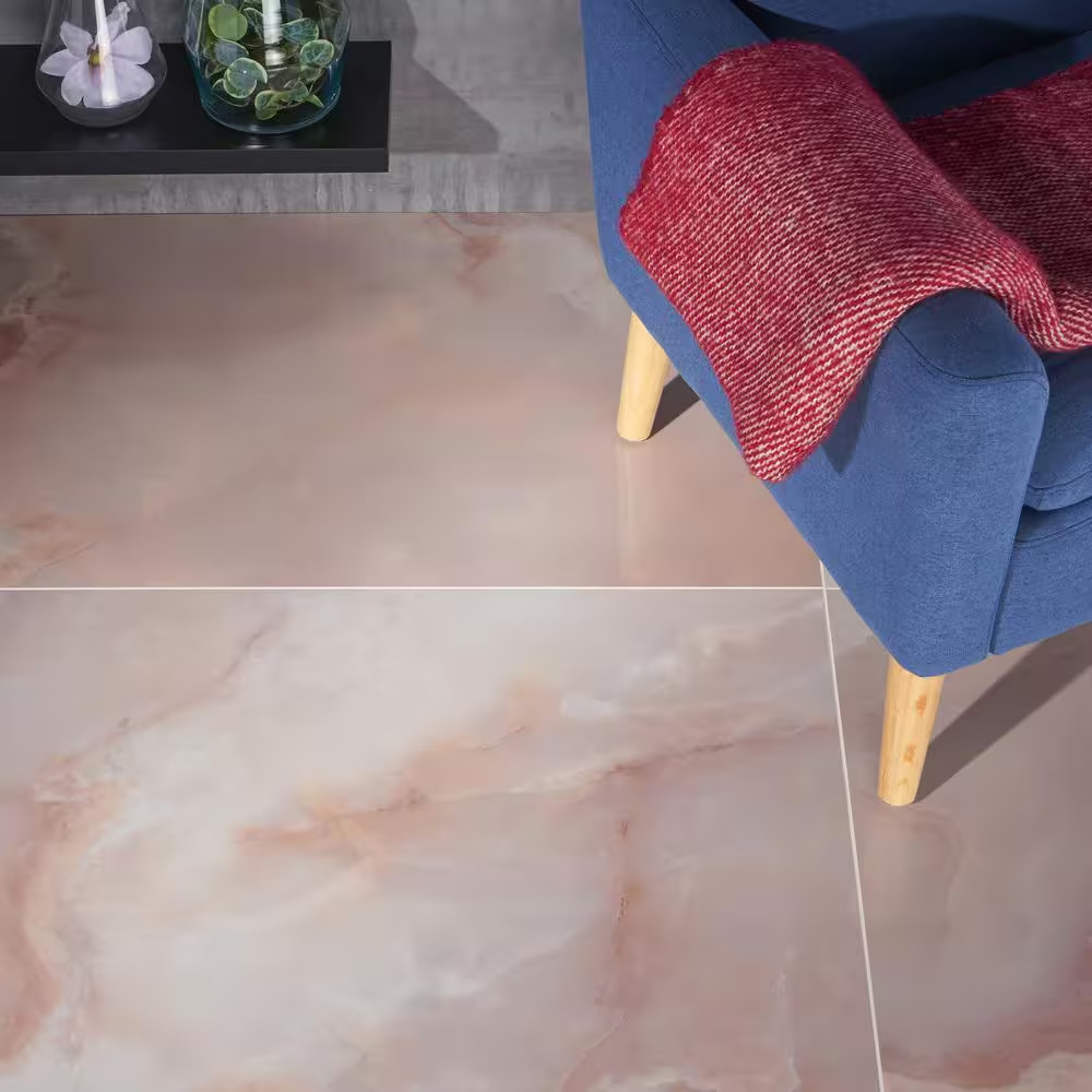 Jume Onyx Coral 23.62 In. X 47.24 In. Polished Porcelain Floor and Wall Tile (15