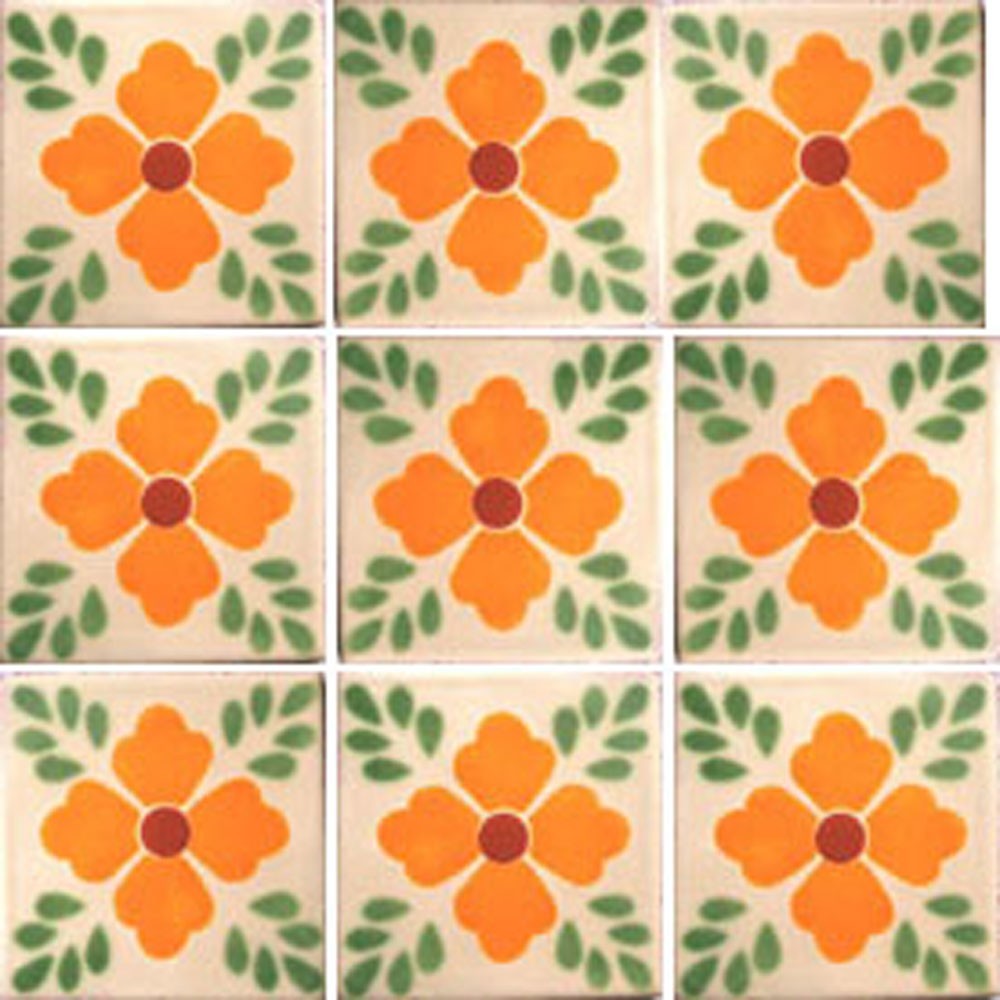 SET #000) With NINE Mexican Tiles Ceramic Clay Handcrafted Mexico