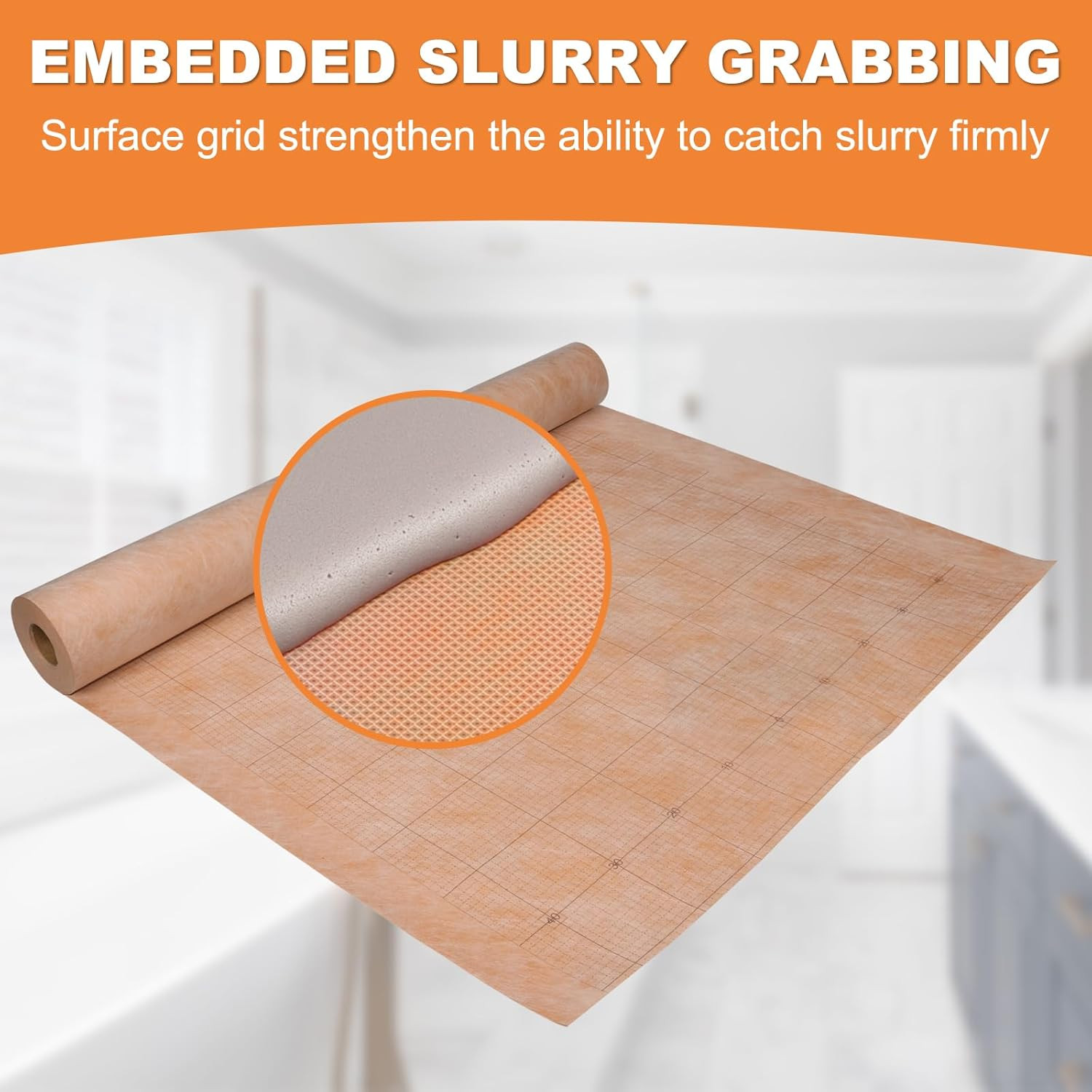 108 Sq Ft Waterproof Membrane with Pre-Marked Grid Design, 3.3 FT X 33 FT Roll,