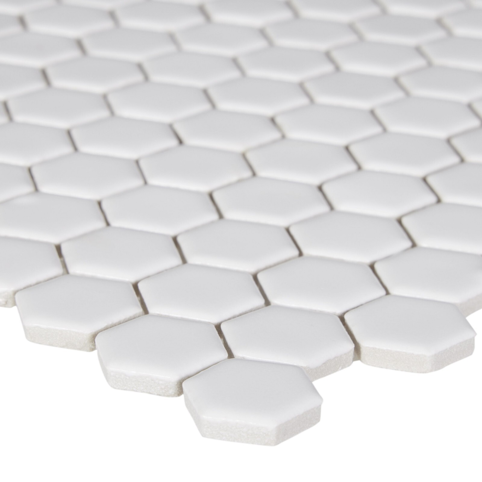 Industry Tile Hexagon White 1-Inch Satin Mosaic Tile – 20 pcs per case