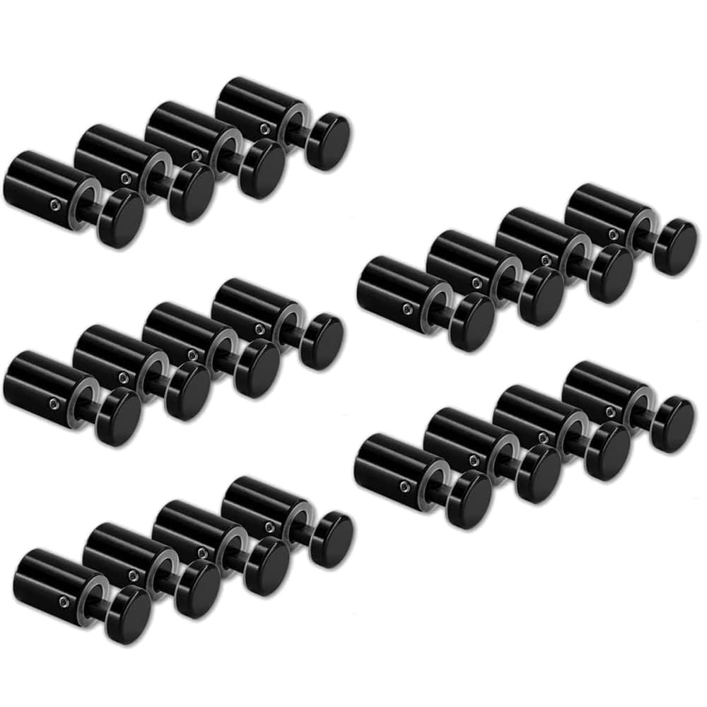 Side Clamp Standoffs 3/4″ x 1″ Solid Aluminum, Edge Grip Sign 20 PC, Black
