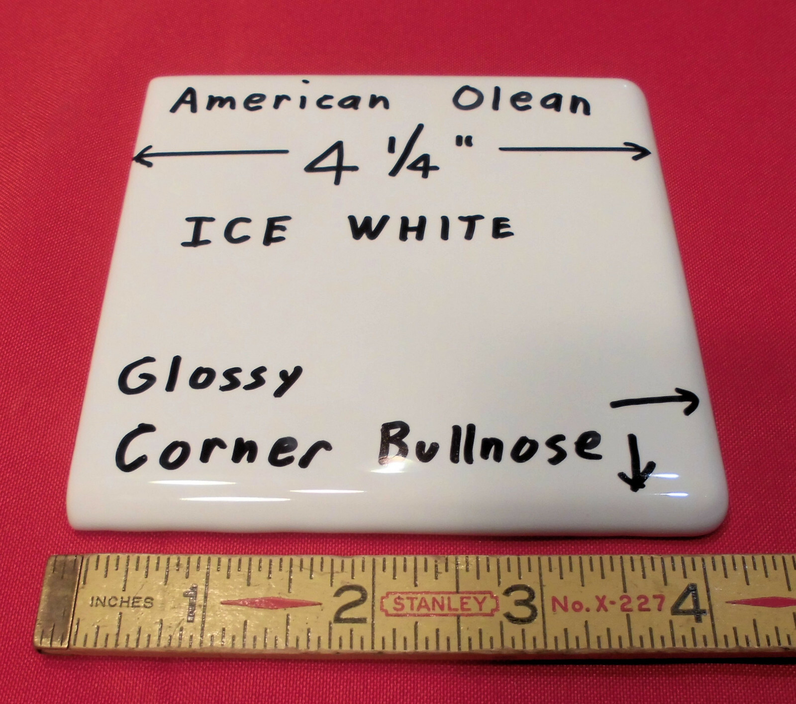 1 pc. *Ice White* Ceramic Tile Corner Bullnose by American Olean 4-1/4″ New