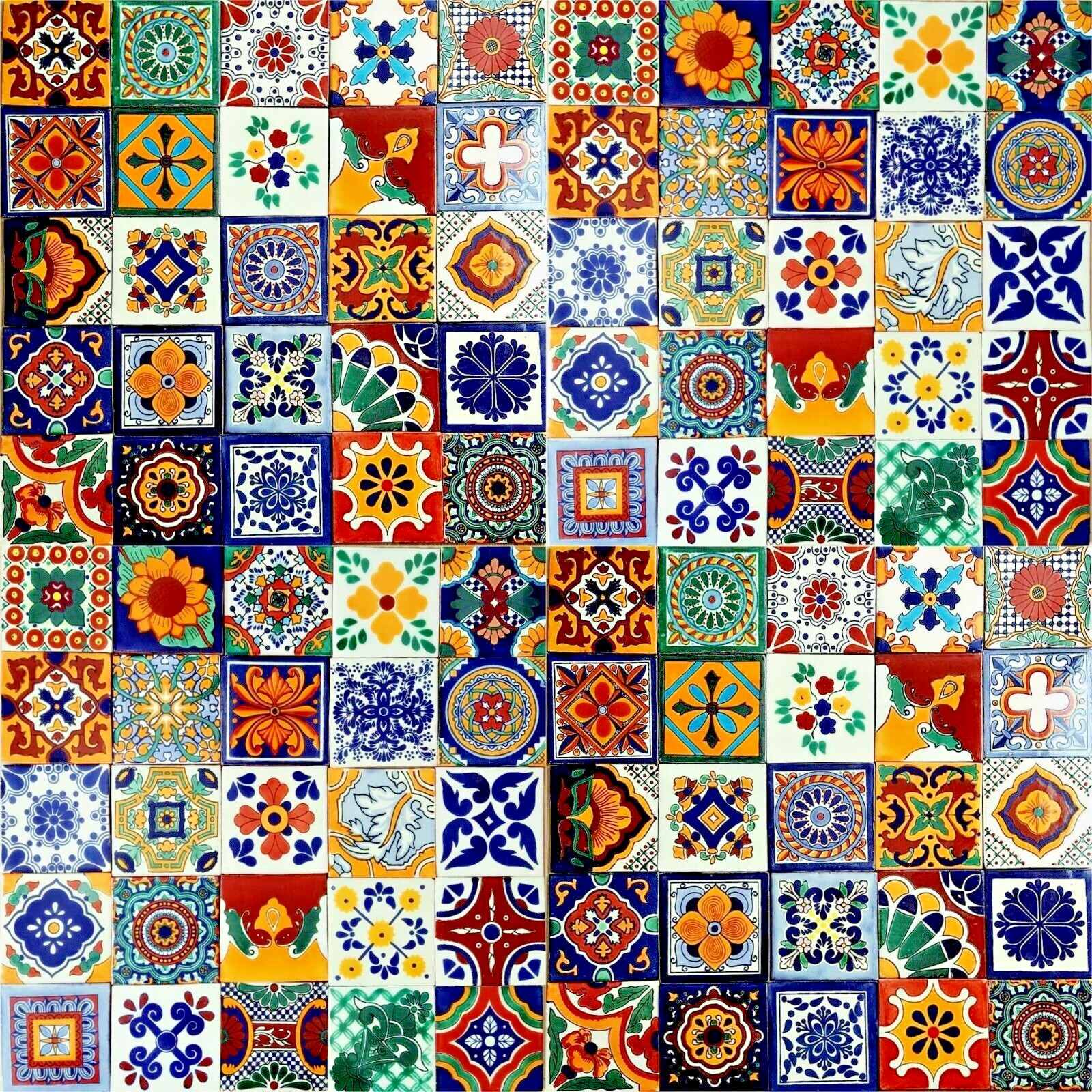 100 4×4 MEXICAN TILES CERAMIC HANDMADE TALAVERA TILES WALL FLOOR DECORATIVE #001