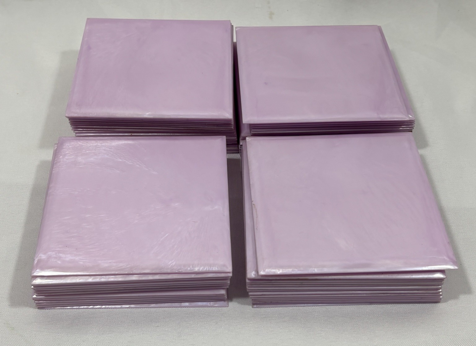 5 Vintage Lilac Pink/Purple Plastic Polystyrene Wall Tiles 4.25″x4.25″ Metallic