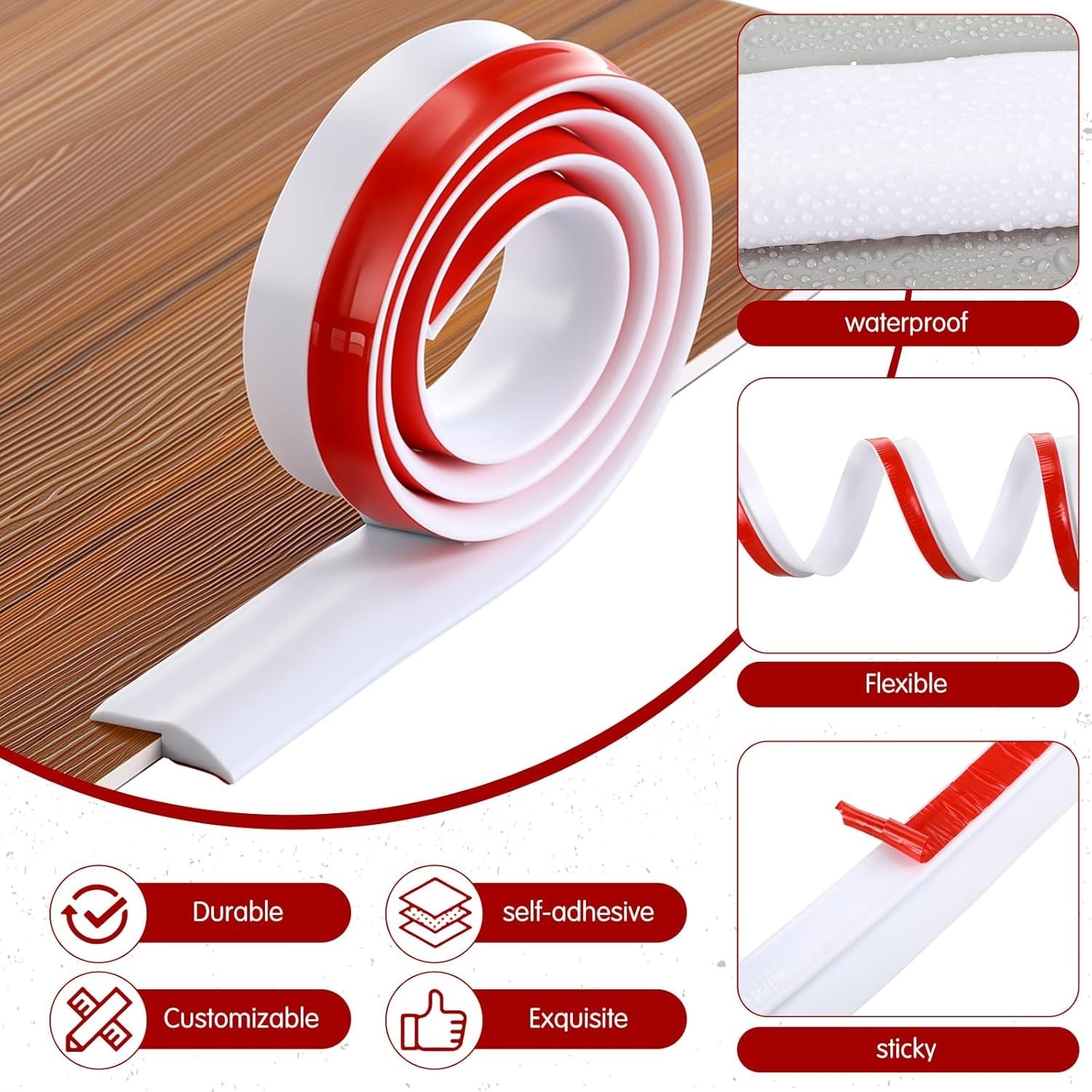 Durable 3.3ft Rubber Carpet to Tile Transition Strip – Easy Installation