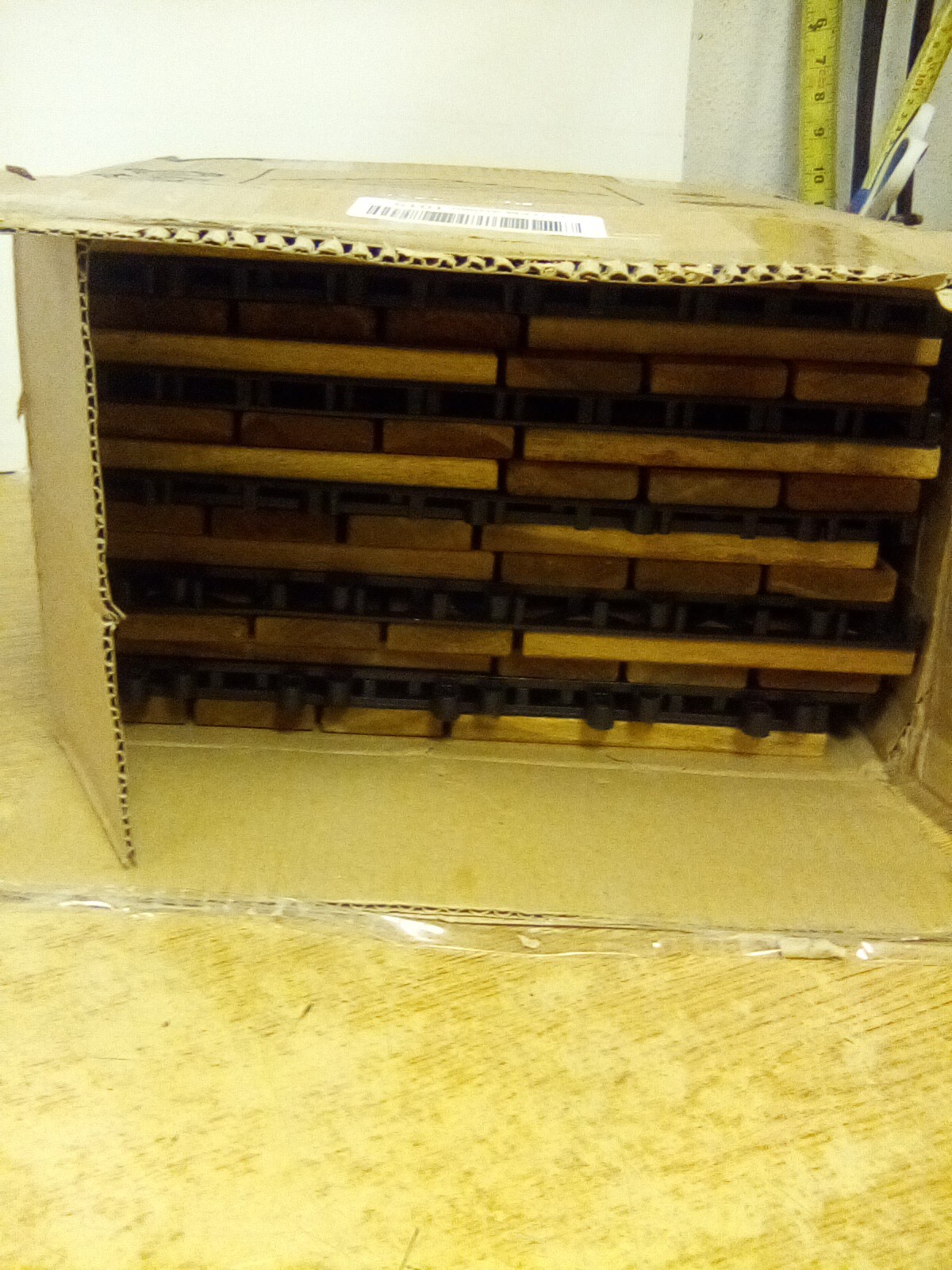 Lot Of 10 Solid Wood Interlocking Flooring Tiles 12″ X 12″ Natural Color