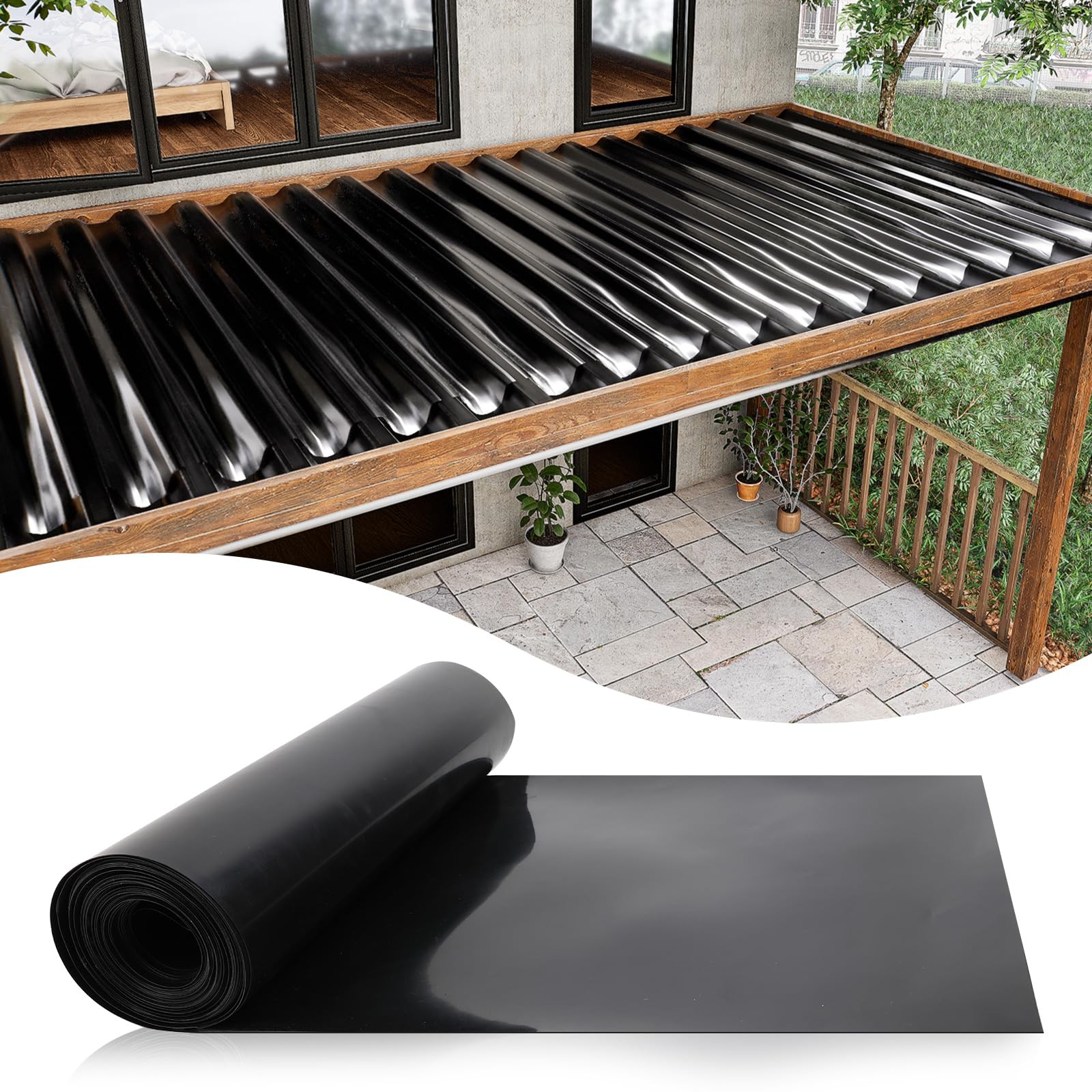 50FT Black Under Deck Drainage System HDPE Waterproof Membrane for Joists