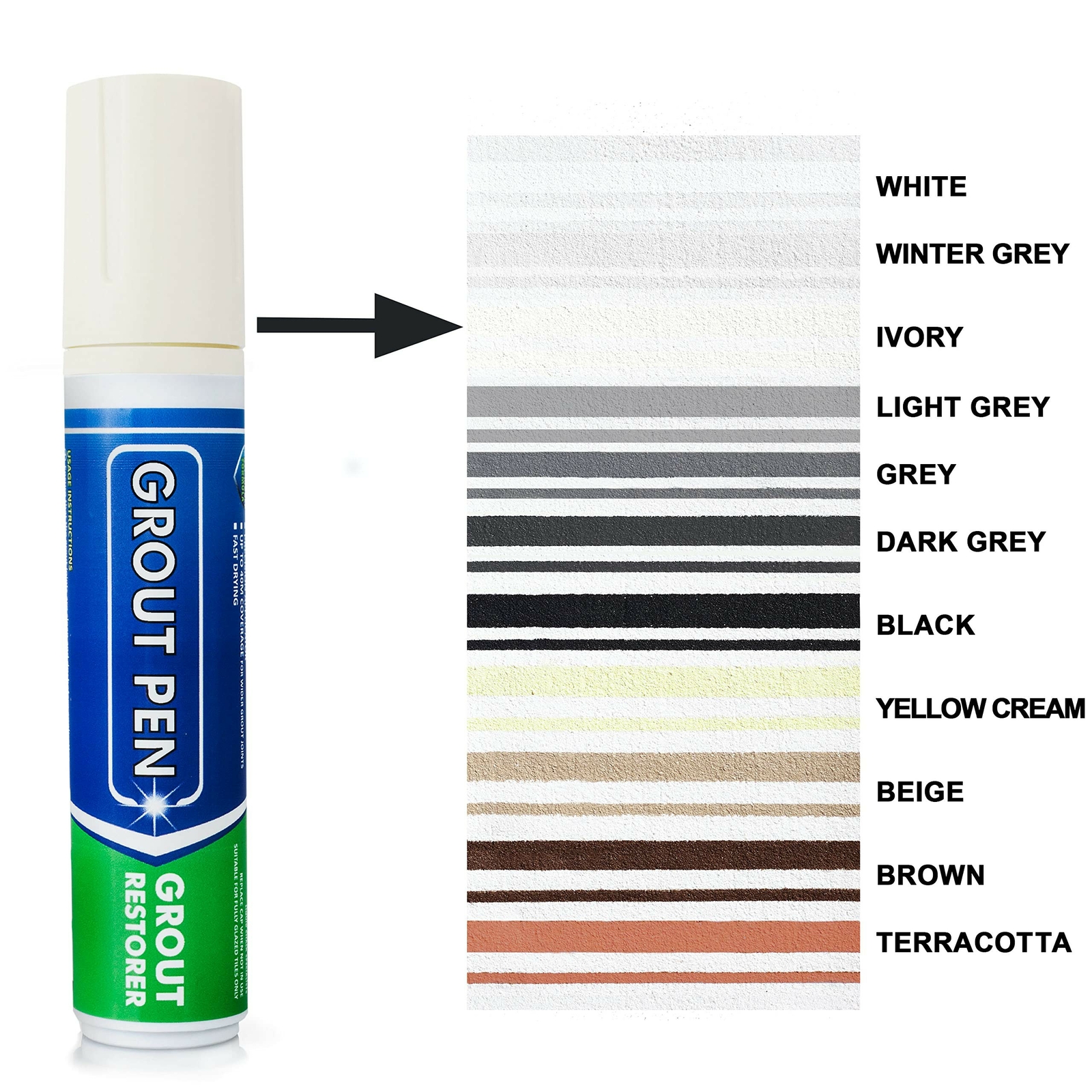 Grout Pen Ivory Tile Paint Marker: Waterproof Tile Grout Colorant Pen – Wide Tip