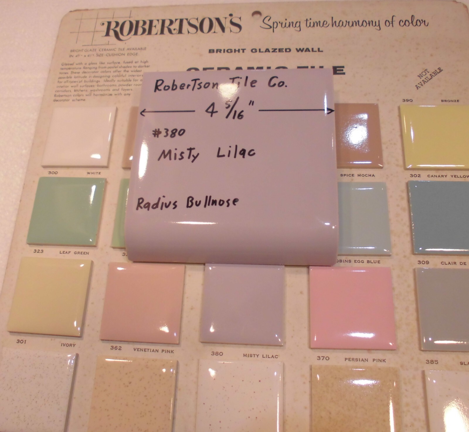 1 pc. Radius Bullnose; Misty Lilac: Glossy Ceramic Tile by Robertson 4-5/16″