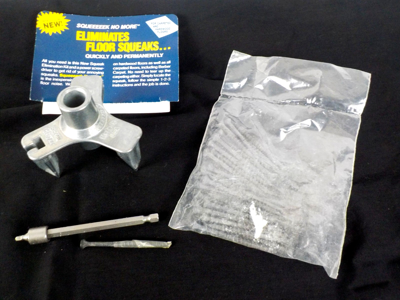 Squeeeeek No More Model 3230 Floor Squeaks Kit Opened Unused + Vintage Bag
