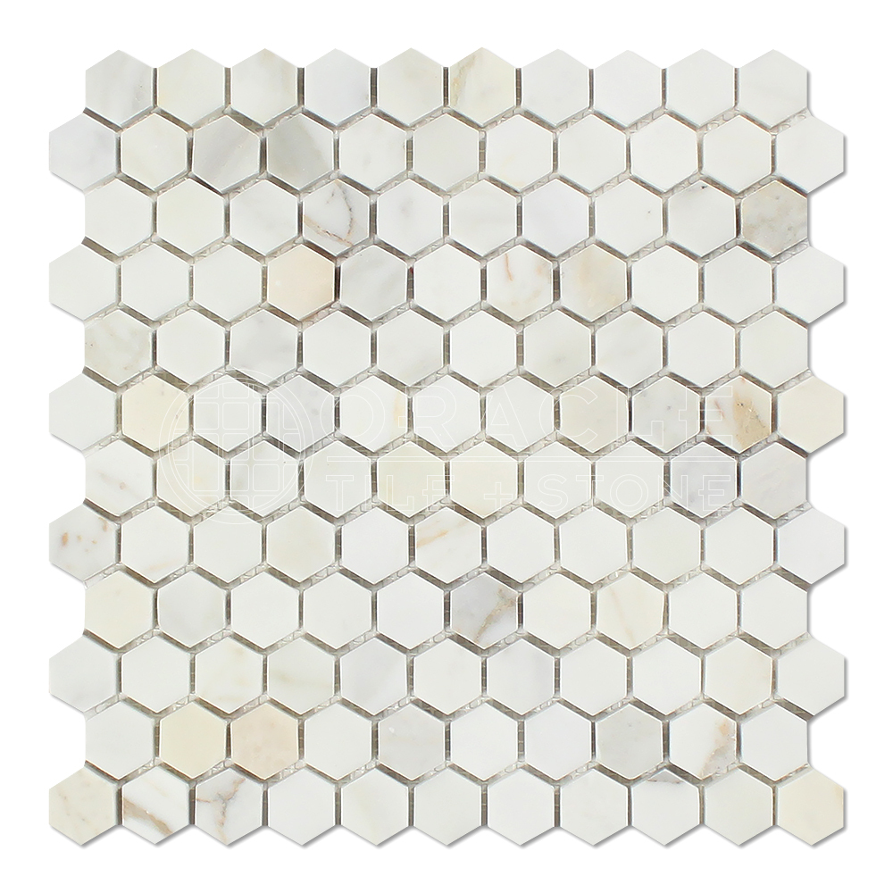 Calacatta Gold (Italian Calcutta) Marble 1 inch Hexagon Mosaic Tile