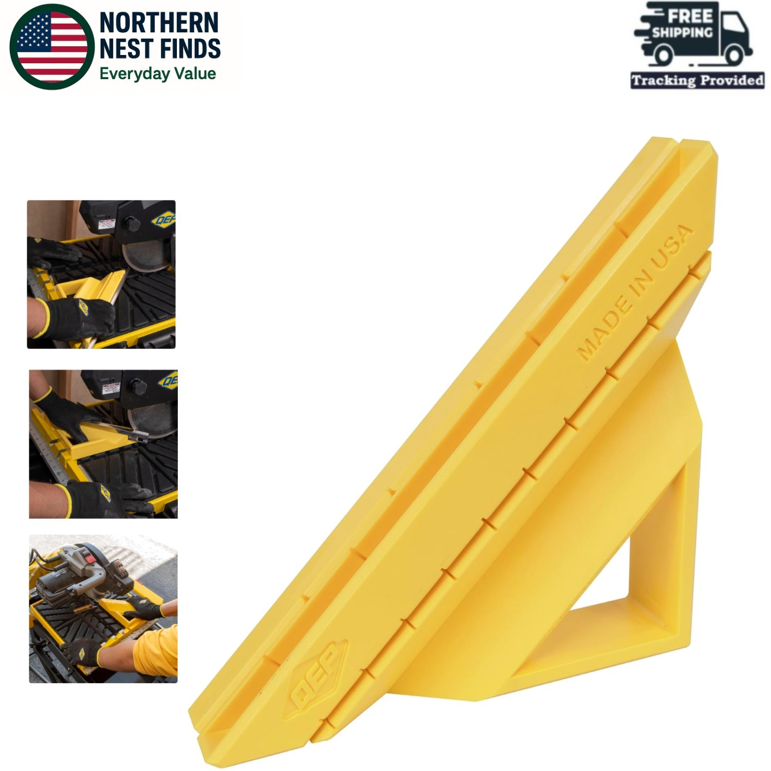 Durable TileTrim Square for Efficient Edging Cuts – Made in USA, Yellow ABS
